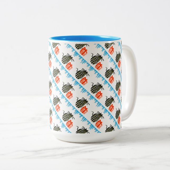Weihnachtskätzchen Zweifarbige Tasse (VorderseiteRechts)
