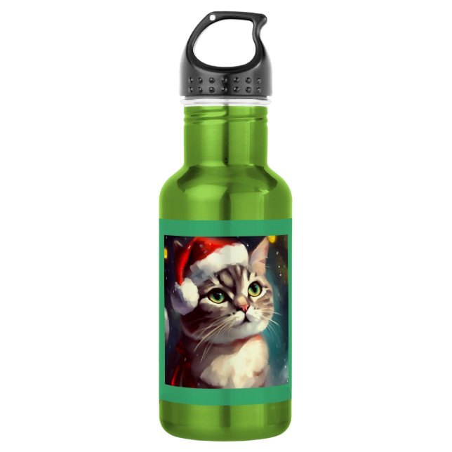 Weihnachtskatze 2 edelstahlflasche (Vorderseite)