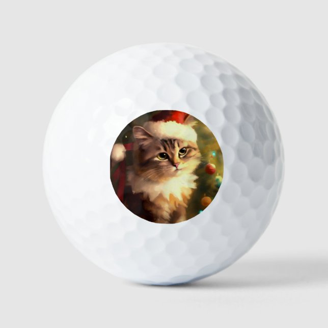 Weihnachtskatze (4) golfball (Vorderseite)