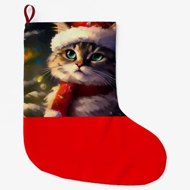 Weihnachtskatze 5 großer weihnachtsstrumpf (Vorderseite)