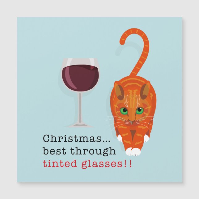 Weihnachtskatze am besten durch getönte Brille Magnetkarte (Vorderseite)