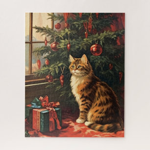 Weihnachtskatze am Fenster Puzzle
