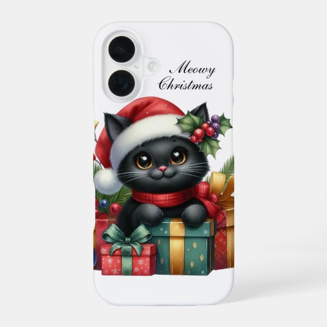 Weihnachtskatze anpassbar iPhone 16 hülle (Rückseite)