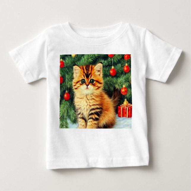 Weihnachtskatze Baby T-shirt (Vorderseite)