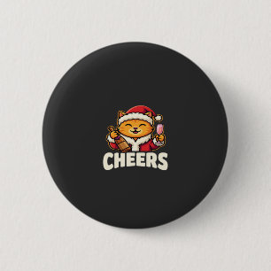 Weihnachtskatze bejubelt festliches Trinken Button