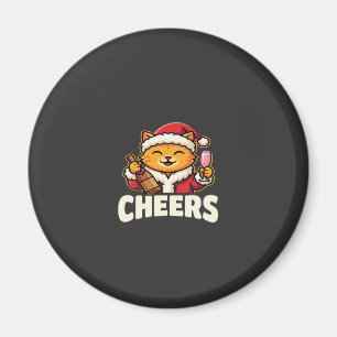Weihnachtskatze bejubelt festliches Trinken Magnet