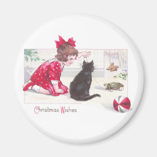 Weihnachtskatze beobachtet Schildkröten-Zugspielze Magnet