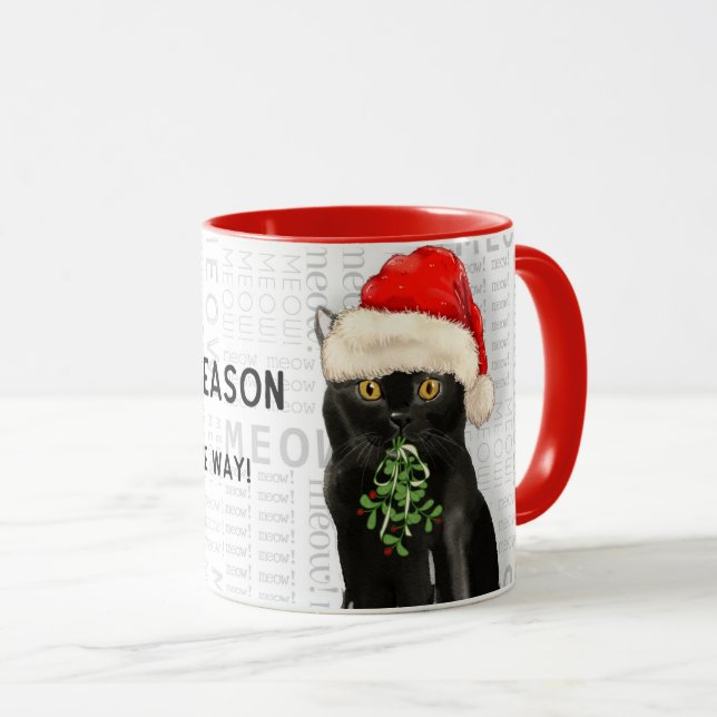 Weihnachtskatze Black Bombay Breed Tasse (VorderseiteRechts)