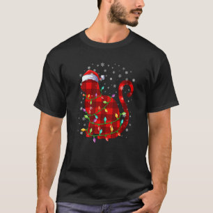 Weihnachtskatze Buffalo Kariert Roter Santa Hut Li T-Shirt