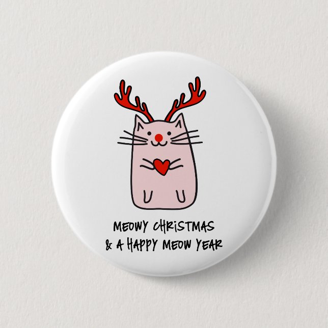 Weihnachtskatze Button (Vorderseite)