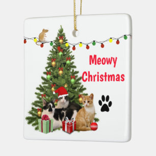 Weihnachtskatze / Cat Lover Holiday Keramikornament