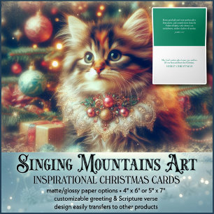 Weihnachtskatze Christlich KJV Scripture Feiertagskarte