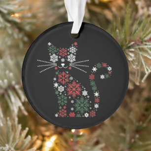 Weihnachtskatze erfand Schneeflocken Lustige Katze Ornament