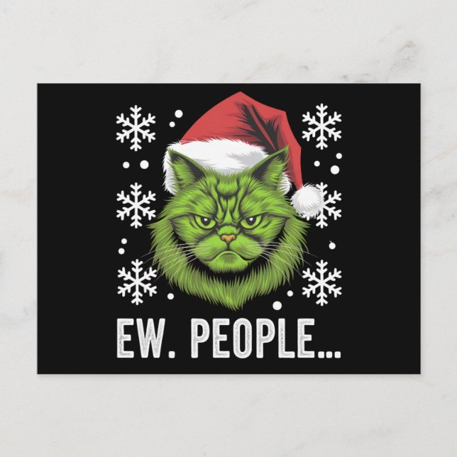 Weihnachtskatze Ew People Meowy Cat Lovers Postkarte (Vorderseite)