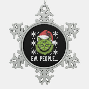 Weihnachtskatze Ew People Meowy Cat Lovers Schneeflocken Zinn-Ornament