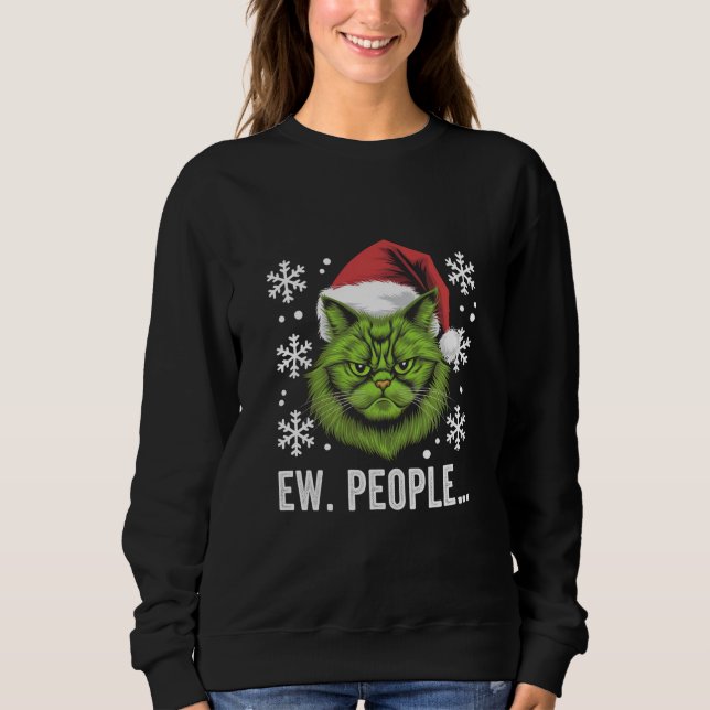 Weihnachtskatze Ew People Meowy Cat Lovers Sweatshirt (Vorderseite)