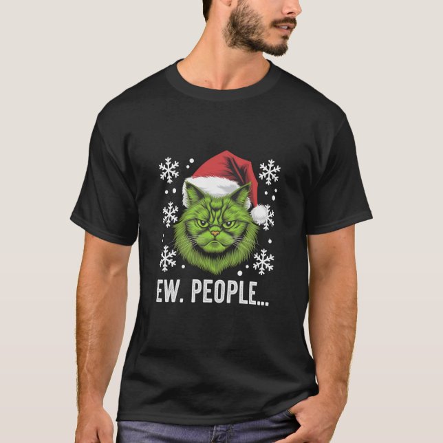 Weihnachtskatze Ew People Meowy Cat Lovers T-Shirt (Vorderseite)