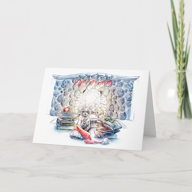 Weihnachtskatze Feiertagskarte (Vorderseite)