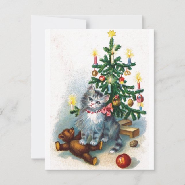 Weihnachtskatze Feiertagskarte (Vorderseite)