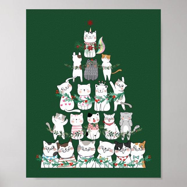Weihnachtskatze Funny Tree Funny Poster (Vorne)