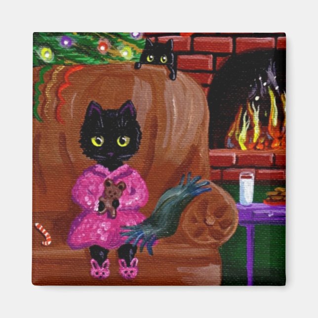 Weihnachtskatze Geschenk Kreationen Magnet (Vorne)