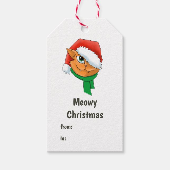 Weihnachtskatze Geschenkanhänger (Vorderseite)