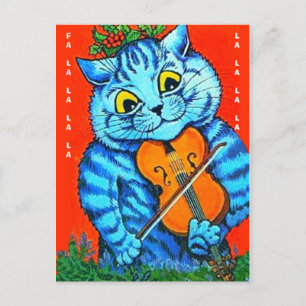 Weihnachtskatze Holly & Violin Fal-La-La-La-La-La Postkarte