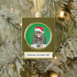 Weihnachtskatze Humbug Foto Banner Metal Ornament