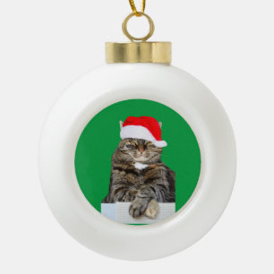 Weihnachtskatze Humbug Foto Keramik Ball Ornament