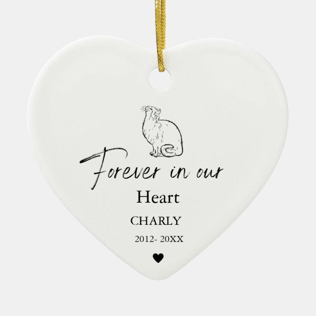 Weihnachtskatze Hund Gedenkname Keramik Ornament (Vorne)