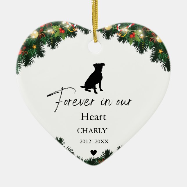 Weihnachtskatze Hund Gedenkname Keramik Ornament (Vorne)