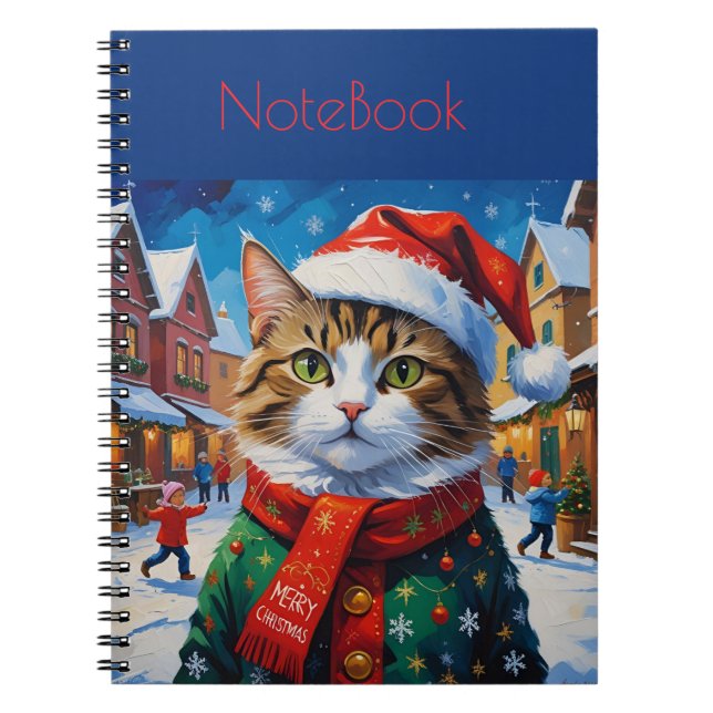 Weihnachtskatze im Nikolaushut Notizblock (Vorderseite)