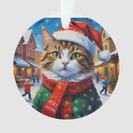 Weihnachtskatze im Nikolaushut Ornament