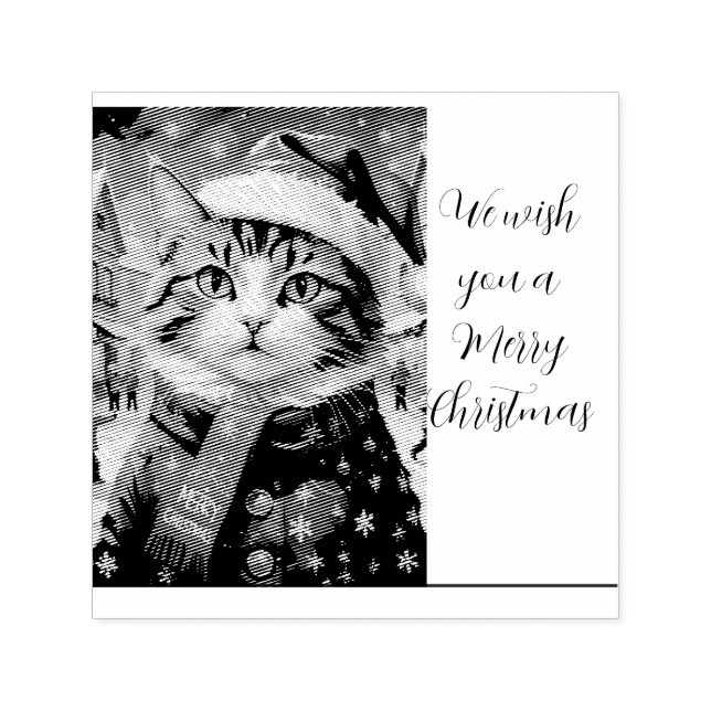 Weihnachtskatze im Nikolaushut Permastempel (Design)