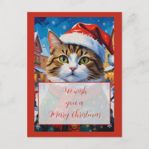 Weihnachtskatze im Nikolaushut Postkarte