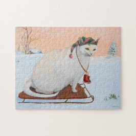 Weihnachtskatze im Schnee Puzzle