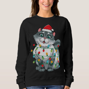 Weihnachtskatze in farbenfrohen Lichtern mit S Sweatshirt