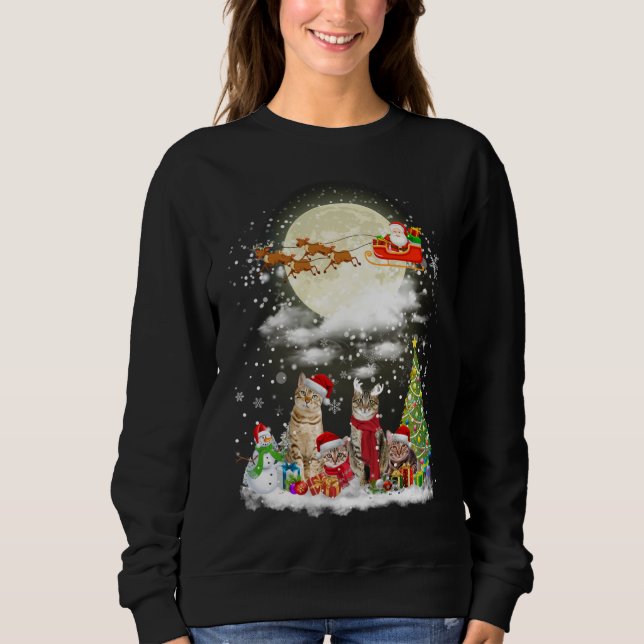 Weihnachtskatze in Weihnachtsmannmütze Frohe Weihn Sweatshirt (Vorderseite)