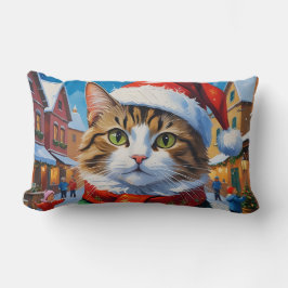 Weihnachtskatze in Weihnachtsmannmütze Lendenkissen