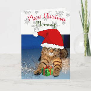 Weihnachtskatze Innengrußkarte /Miau Weihnachten