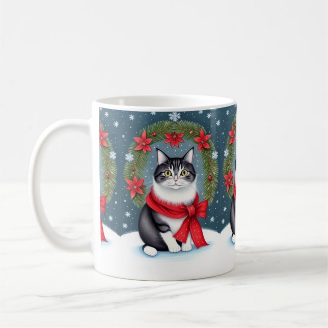 Weihnachtskatze Kaffeetasse (Links)