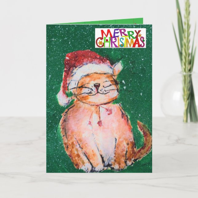 Weihnachtskatze Karte (Vorderseite)