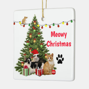 Weihnachtskatze / Katzenliebhaber-Feiertag Keramikornament