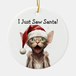 Weihnachtskatze Keramik Ornament