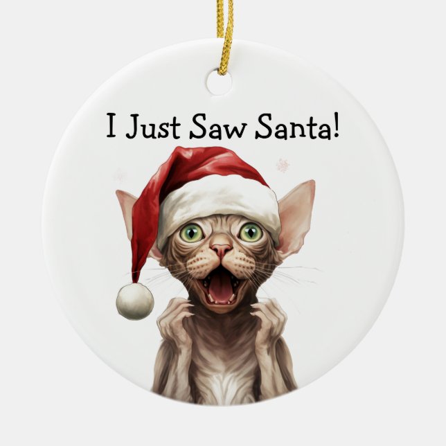 Weihnachtskatze Keramik Ornament (Vorne)