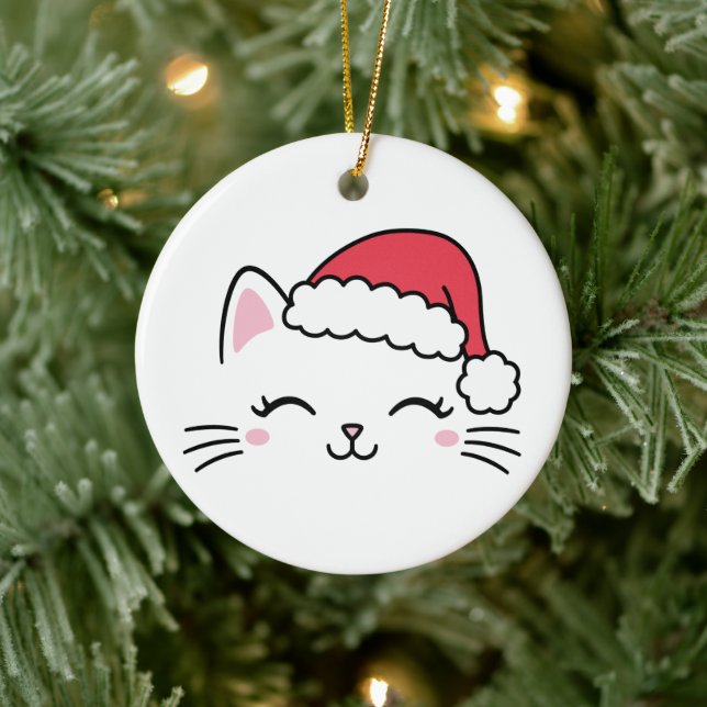 Weihnachtskatze Keramik Ornament (Baum)