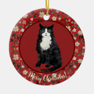 Weihnachtskatze Keramik Ornament