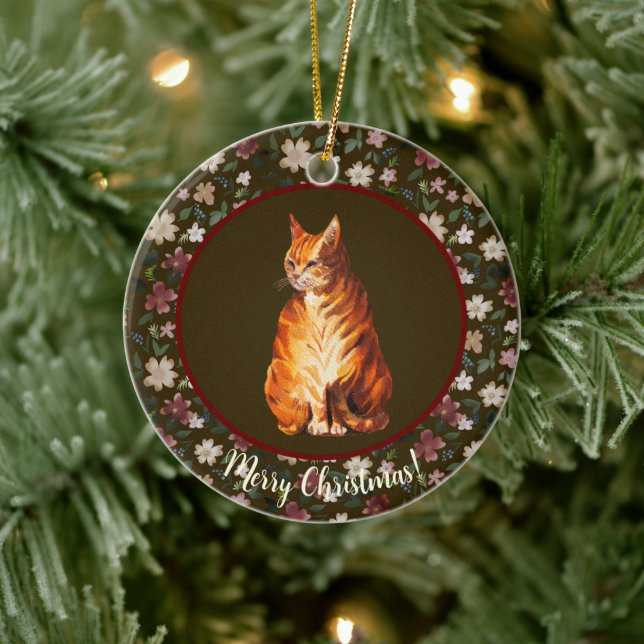 Weihnachtskatze Keramik Ornament (Baum)