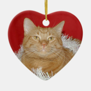 Weihnachtskatze Keramikornament