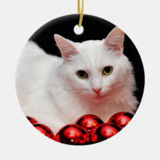 Weihnachtskatze Keramikornament